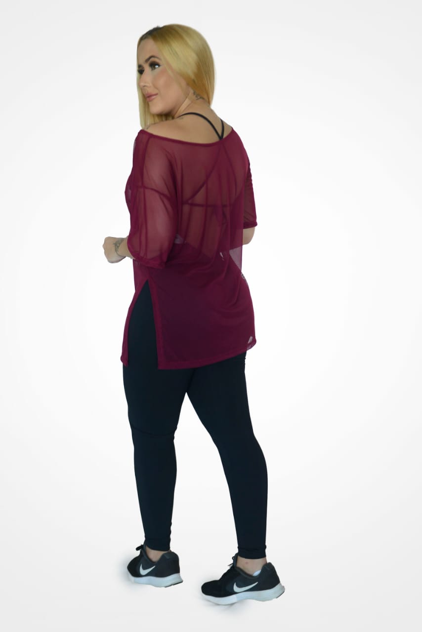 Mesh blouse burgundy