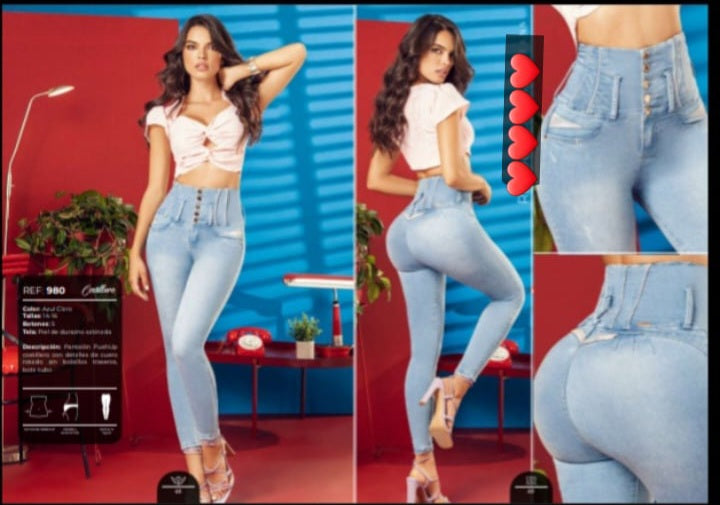 Jeans costillero azul claro